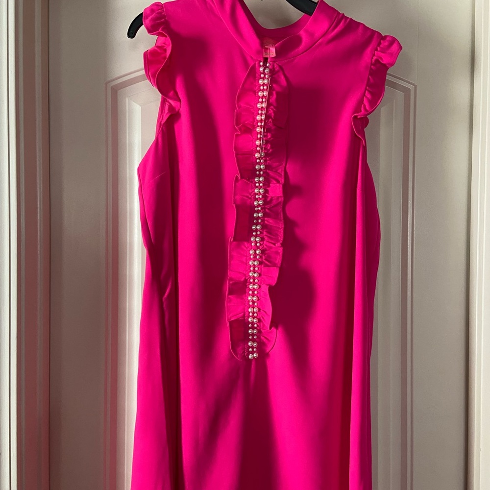 Lilly Pulitzer Women's Flutter Sleeve Shift Dress with Pearls. BNWT. Size 14.